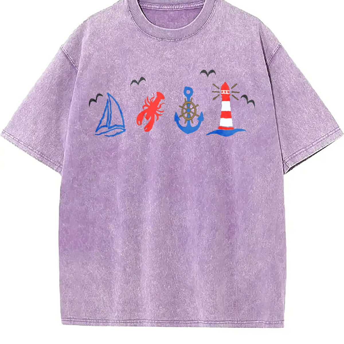 Coastal Nautical Summer Vintage Washed T-Shirt product image 6