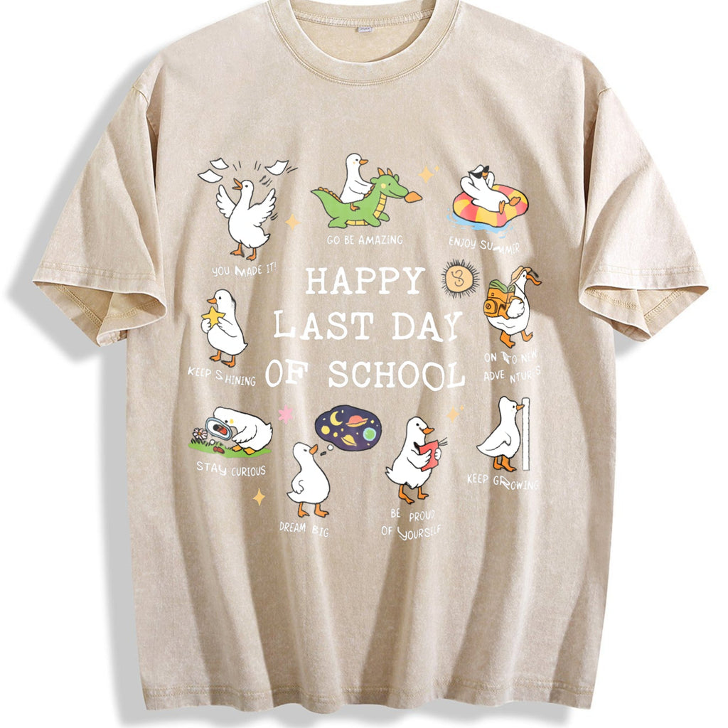 Last Day Of School Goose Teacher Happy Vintage Washed product image 1