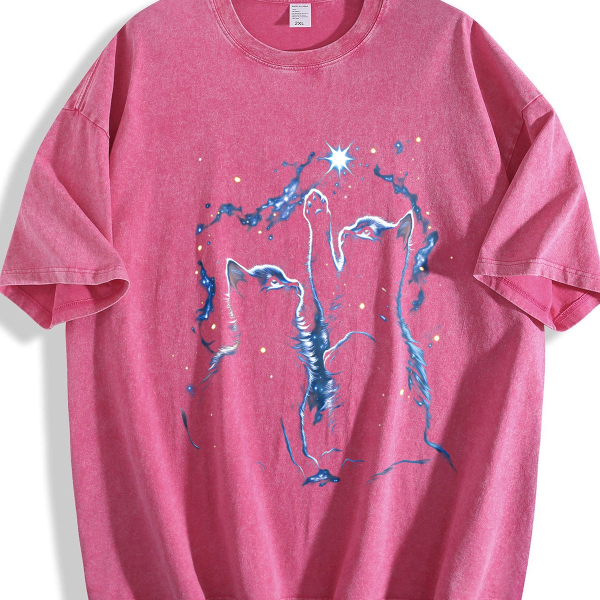 Two Cats Playing Galaxy Vintage Washed T-Shirt product image 7