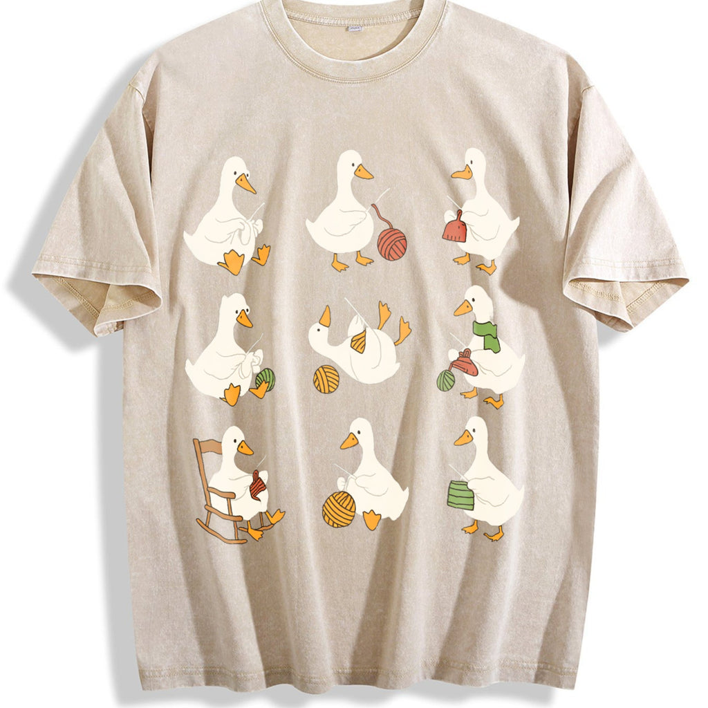 Cute Goose Crocheting Vintage Washed T-Shirt product image 1