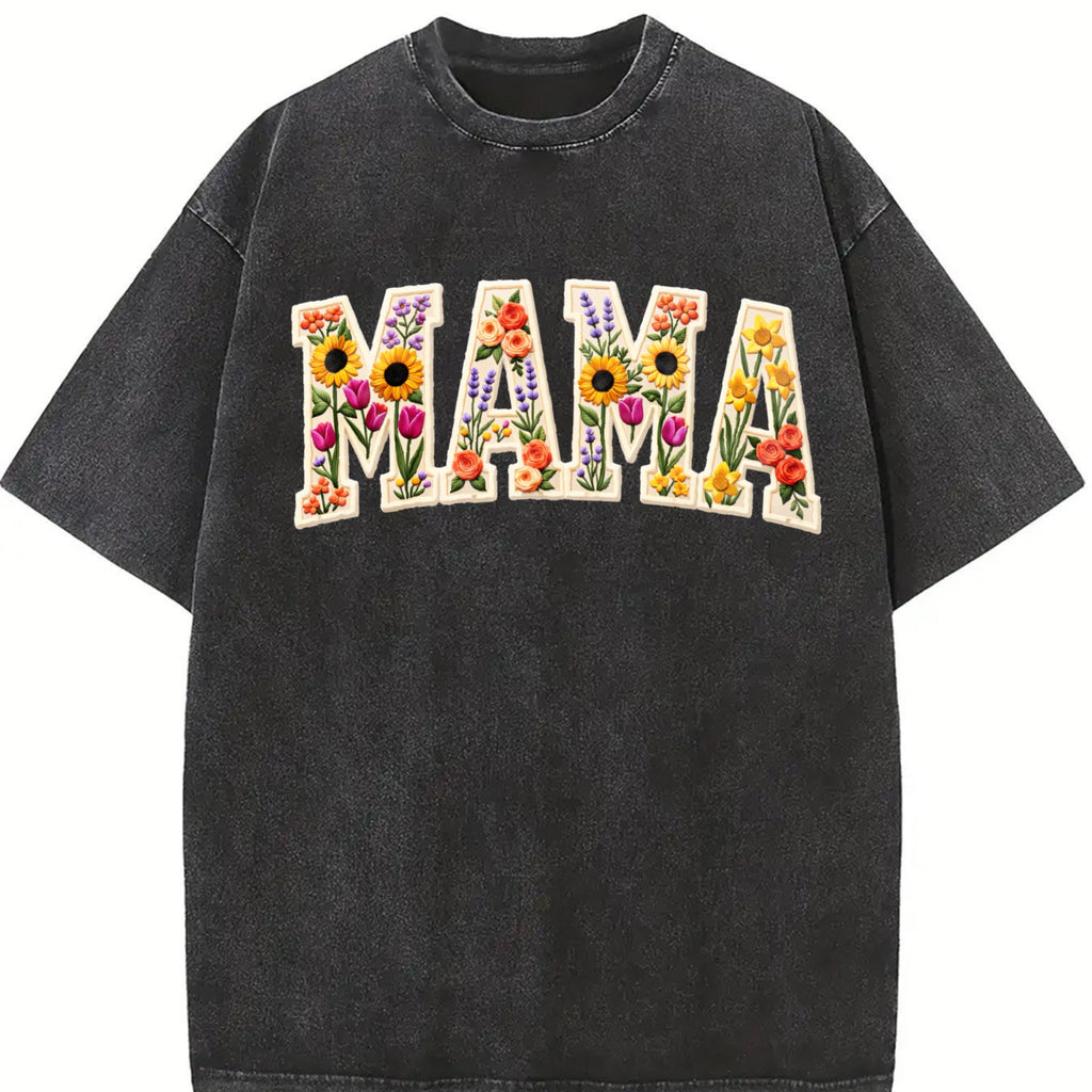 Mama Patchwork Flower Vintage Washed T-Shirt product image 2