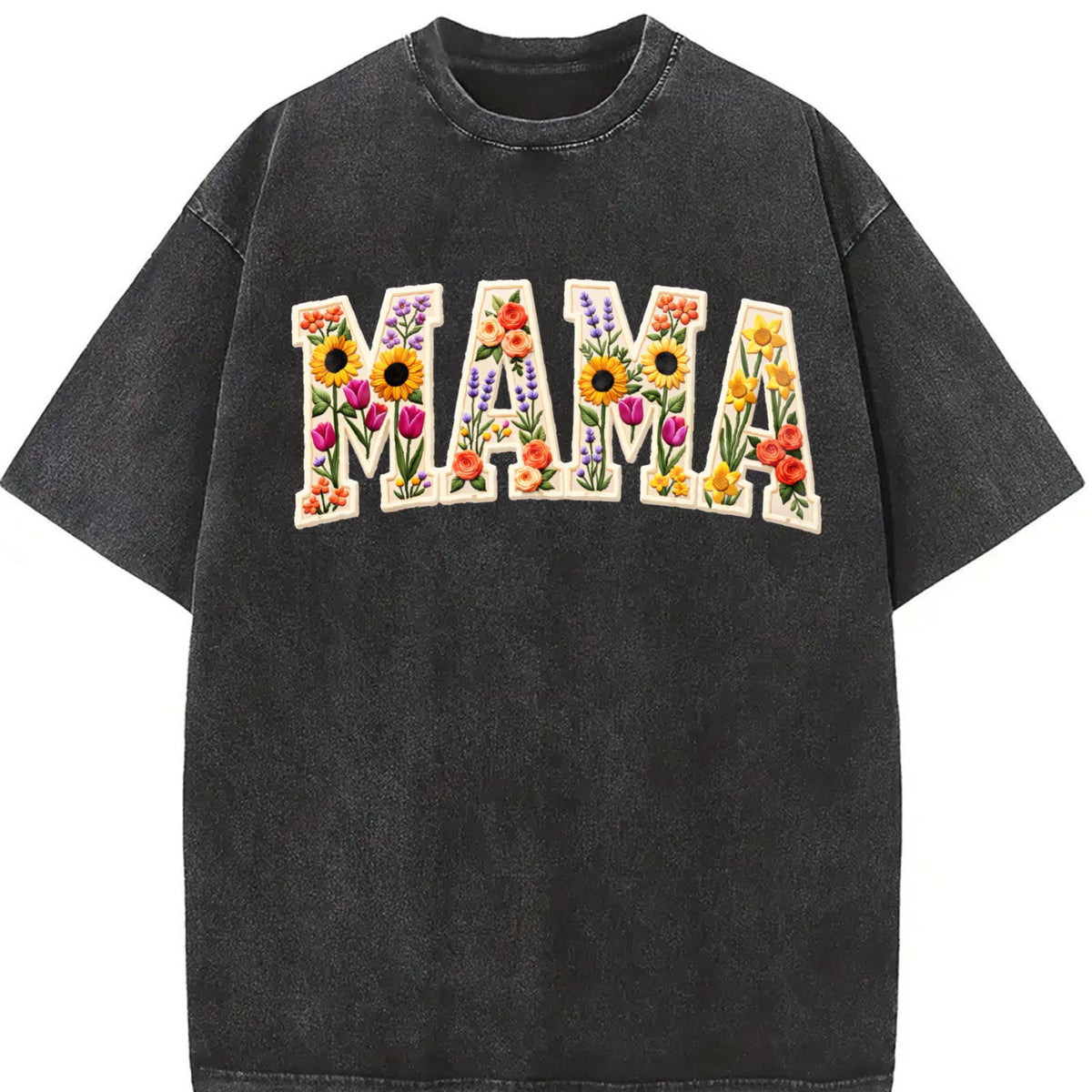 Mama Patchwork Flower Vintage Washed T-Shirt product image 2