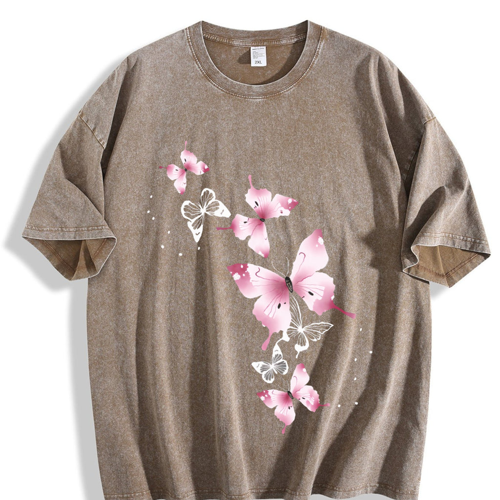 Pink Butterfly Vintage Washed T-Shirt product image 3