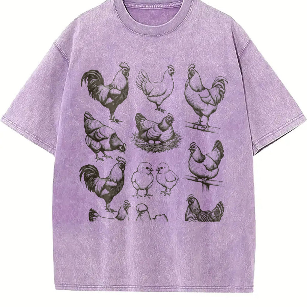 Chicken 90s Tattoo Vintage Washed T-Shirt product image 6