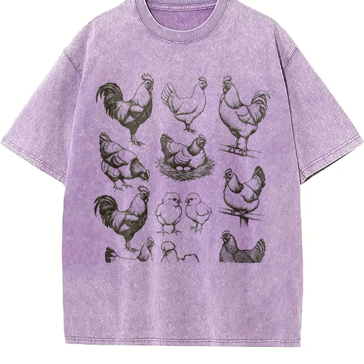 Chicken 90s Tattoo Vintage Washed T-Shirt product image 6