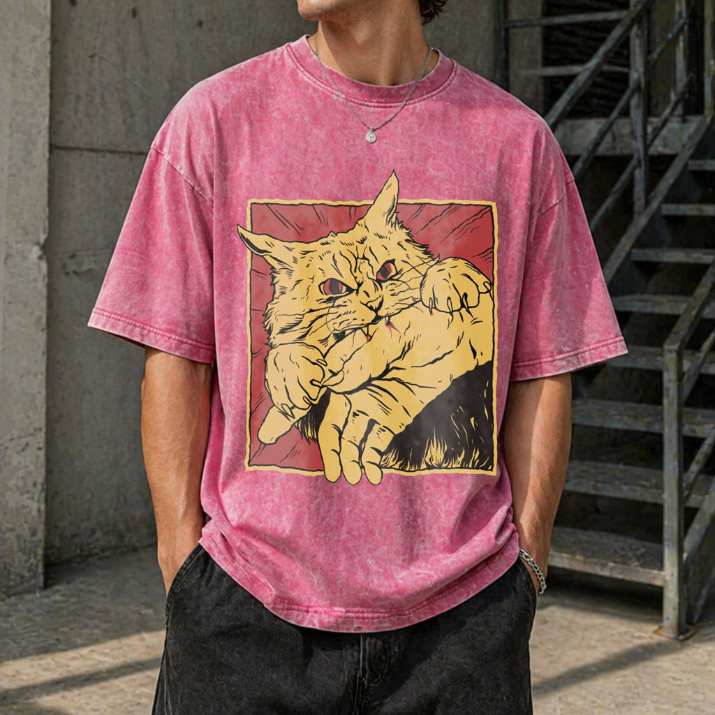 Cat Bite Anime Vintage Washed T-Shirt product image 7