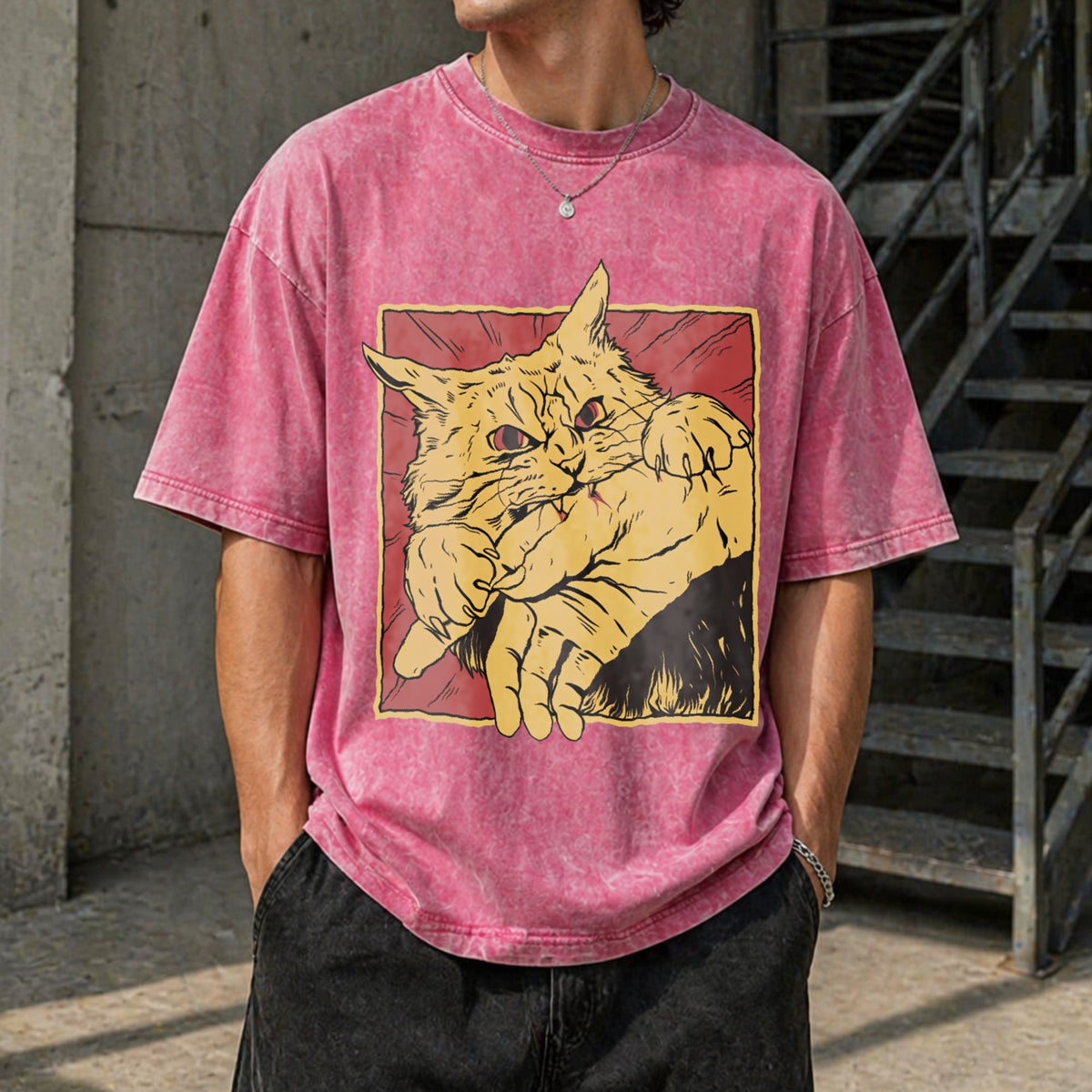 Cat Bite Anime Vintage Washed T-Shirt product image 7