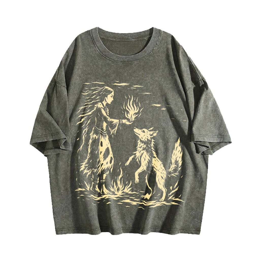 American Native Wolf Vintage Washed T-Shirt product image 4