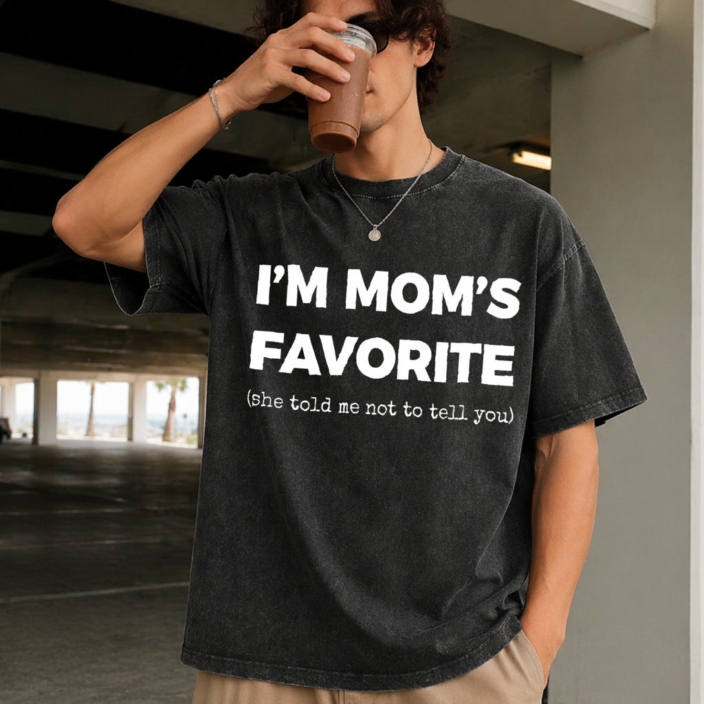 Funny Moms Favorite Son Daughter I'm Vintage Washed T-Shirt product image 2