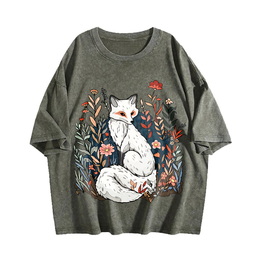 Luokeren Floral Fox - -inspired Vintage Washed T-Shirt product image 4
