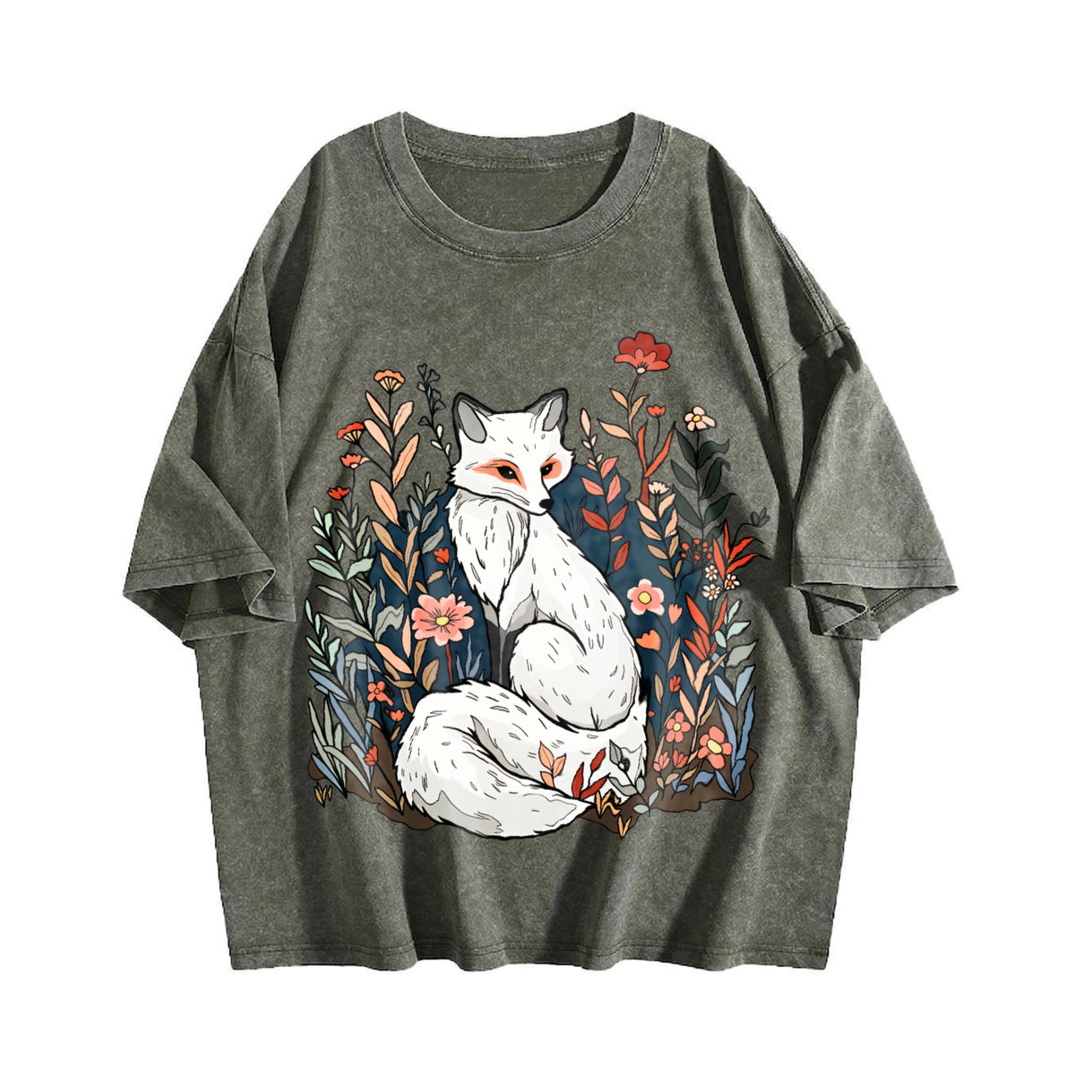 Luokeren Floral Fox - -inspired Vintage Washed T-Shirt product image 4
