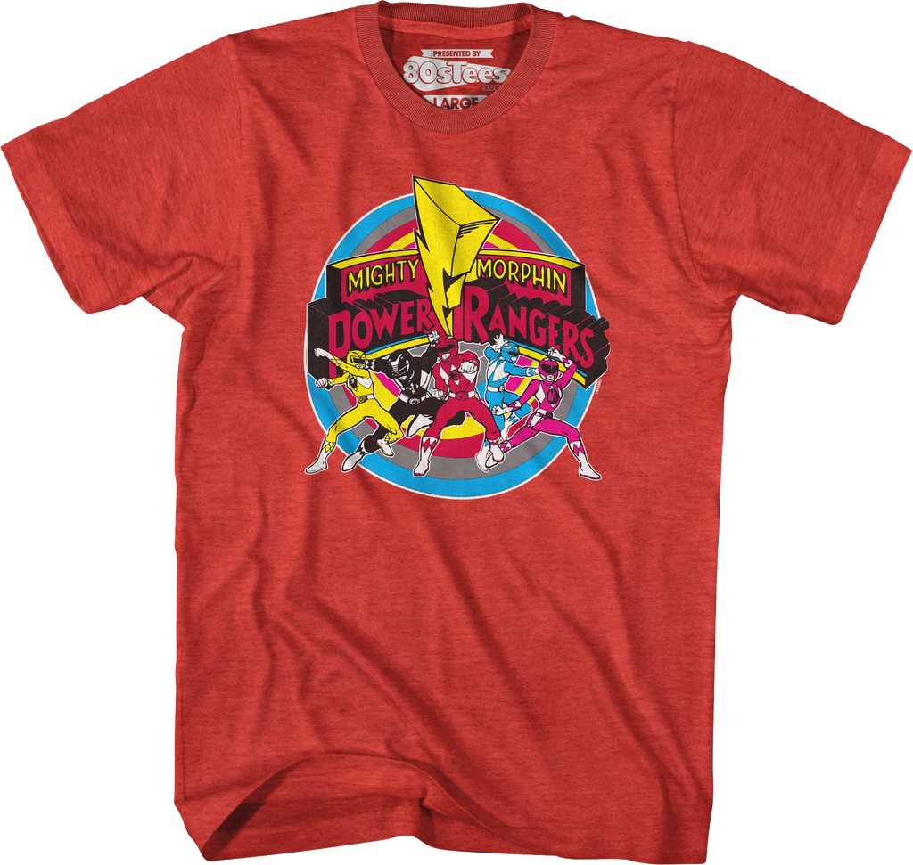 Circle Action Poses Mighty Morphin Power Rangers T-Shirt product image 1