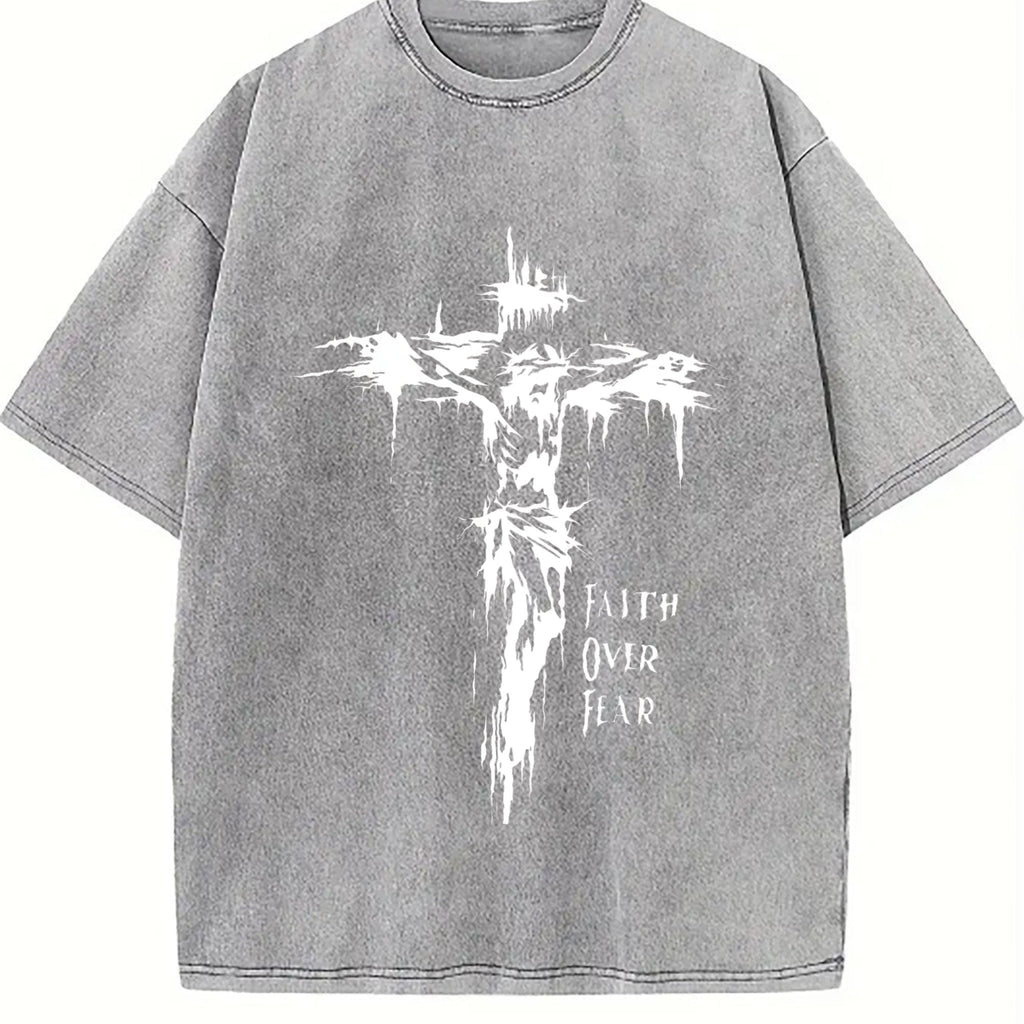 Inspirational Faith Over Fear Vintage Washed T-Shirt product image 4