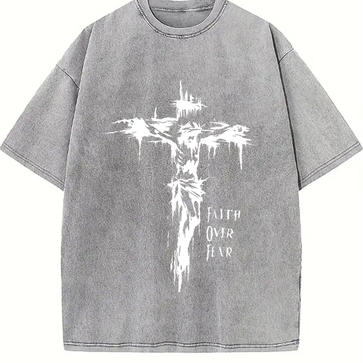 Inspirational Faith Over Fear Vintage Washed T-Shirt product image 4
