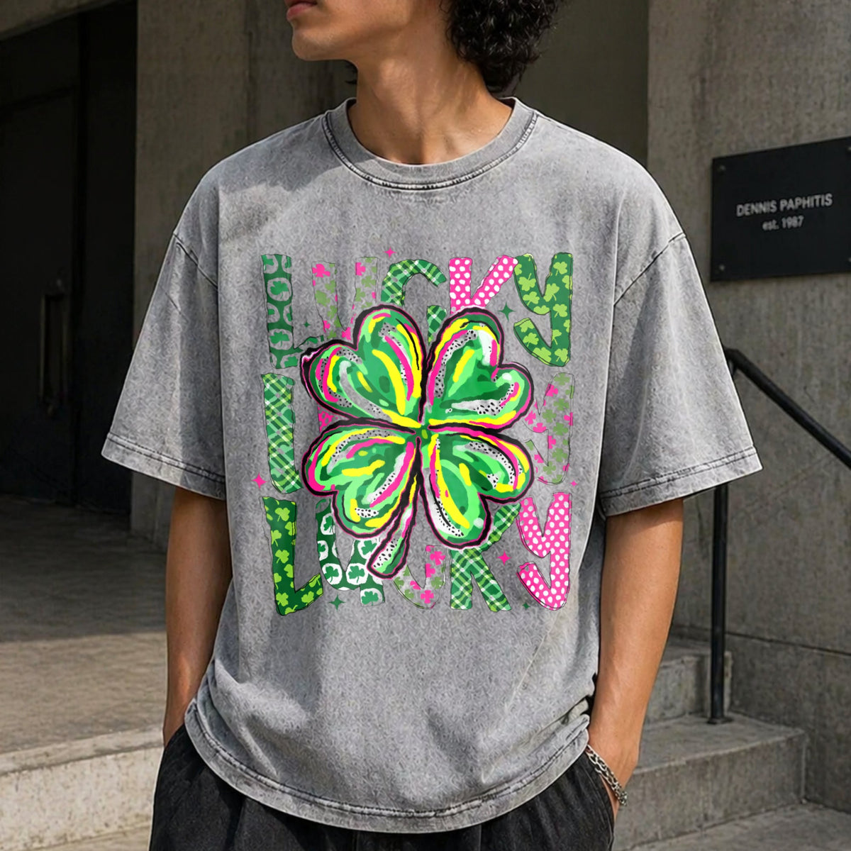Lucky Shamrock St Patrick's Day Vintage Washed T-Shirt product image 5