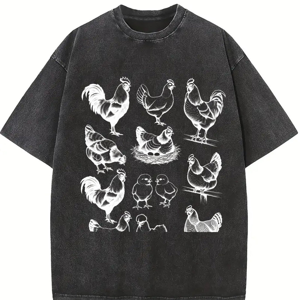 Chicken 90s Tattoo Vintage Washed T-Shirt product image 2