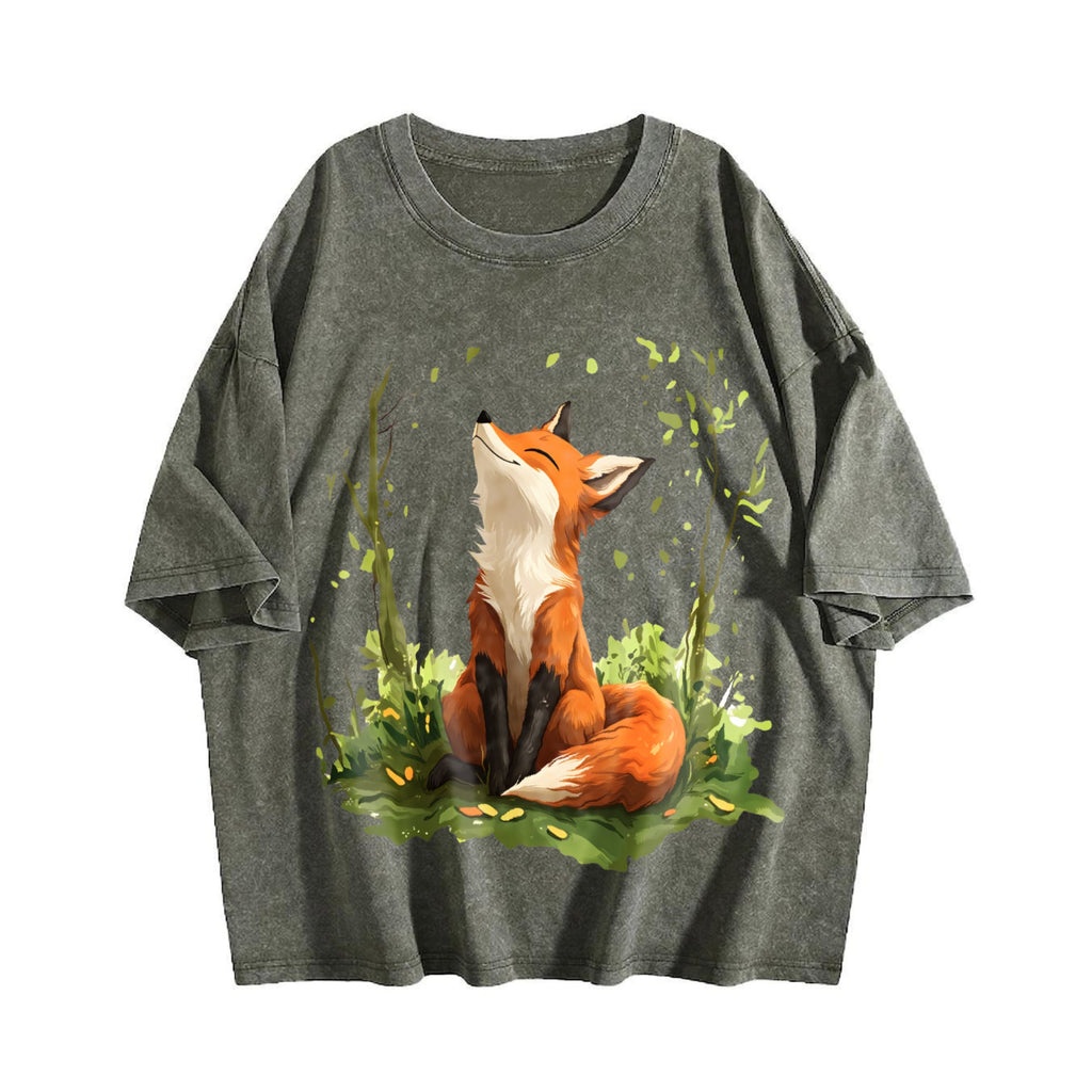 Autumn A Spring Floral And Fox Vintage Washed T-Shirt product image 4