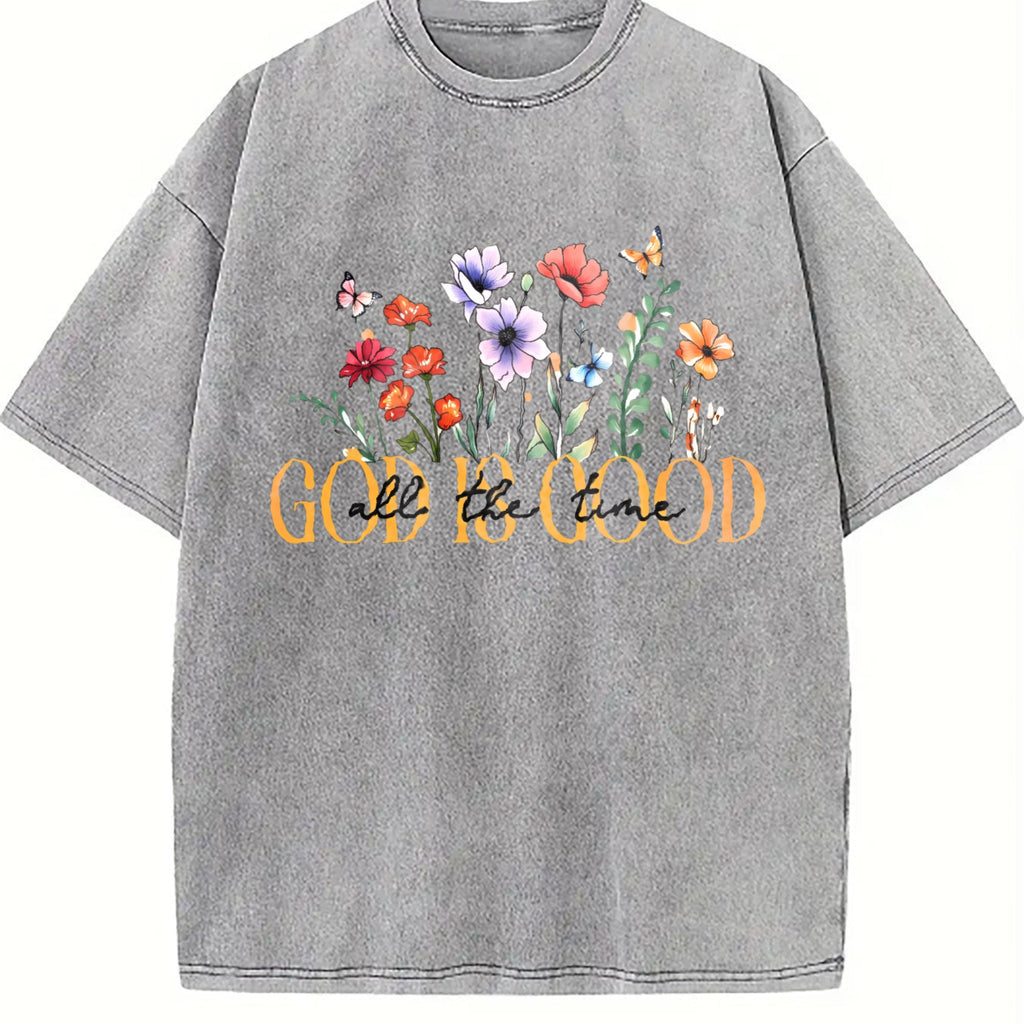 Summer God Is Good Floral Vintage Washed T-Shirt product image 5