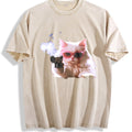 1pcscute Cat Funny T-shirtmen's Vintage Washed T-Shirt product image 1