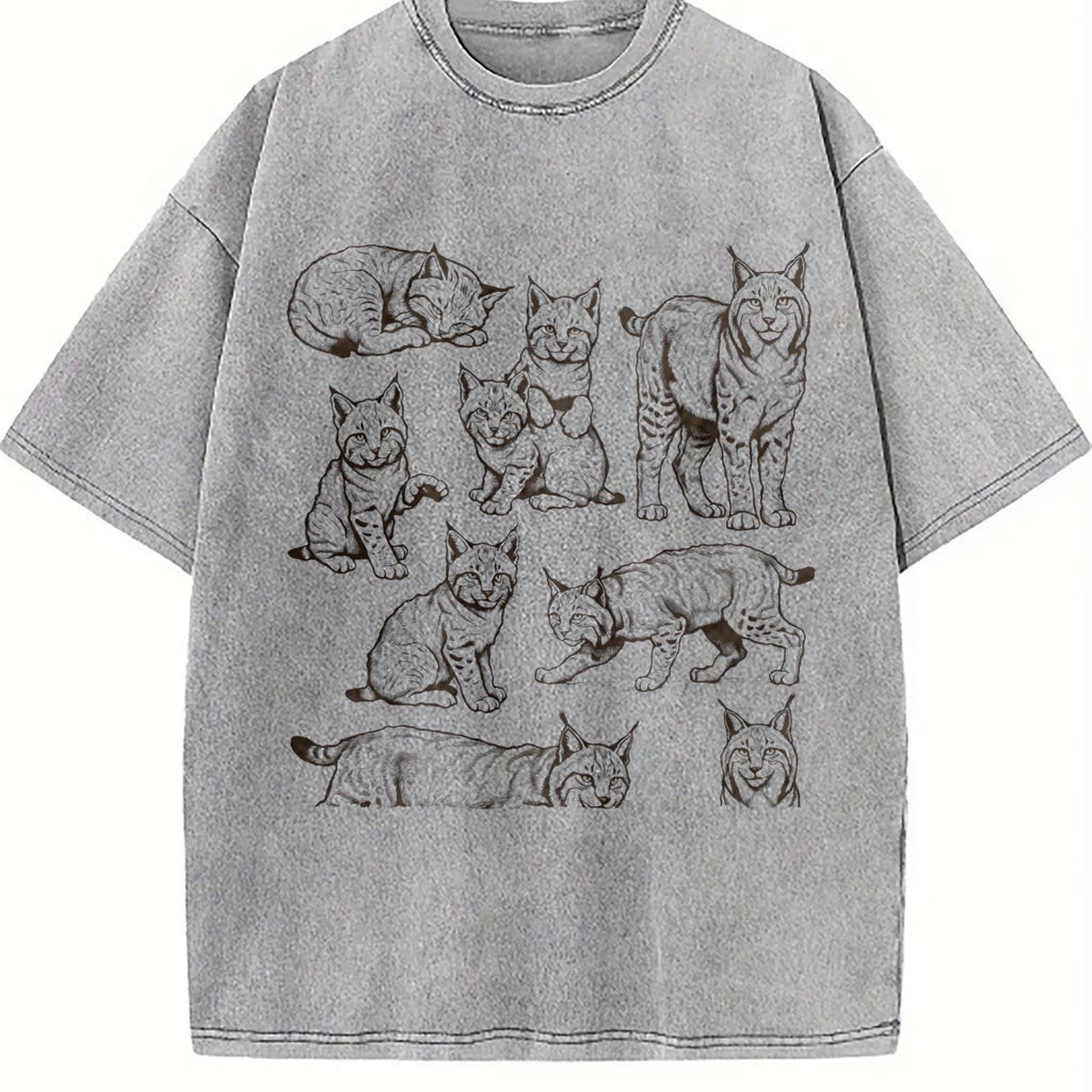 Lynx Cat 90s Tattoo Vintage Washed T-Shirt product image 5