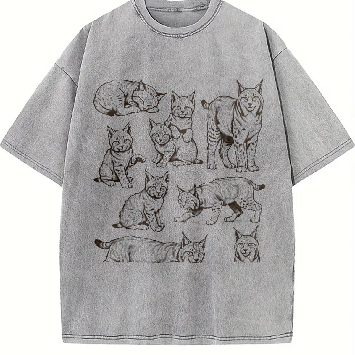 Lynx Cat 90s Tattoo Vintage Washed T-Shirt product image 5