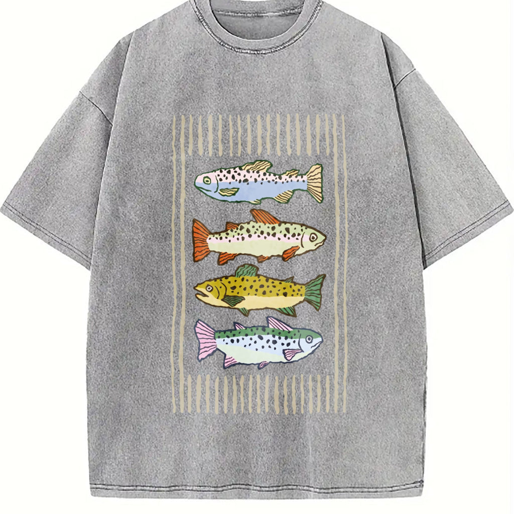Trout Fish Vintage Washed T-Shirt product image 4