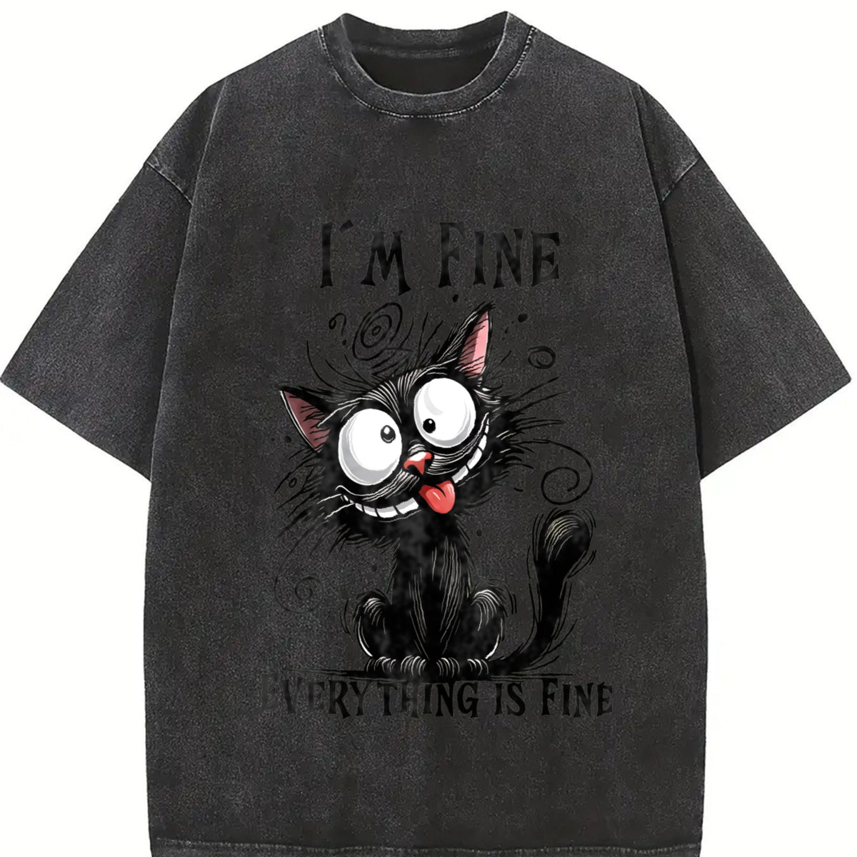 Animal Letter Cat Fine Summer Vintage Washed T-Shirt product image 2