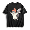 Winter Squirrel Short-sleeved With Orange Yarn Hat Cotton T-Shirt