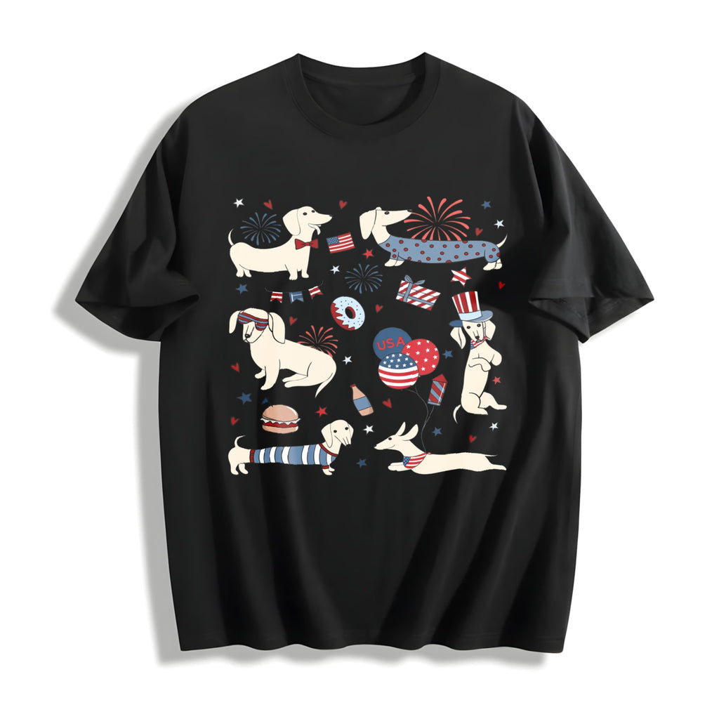 4th Of July Dachshund Doodle Cotton T-Shirt product image 1