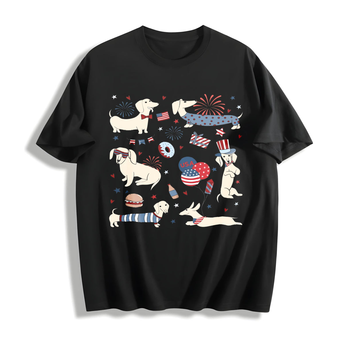 4th Of July Dachshund Doodle Cotton T-Shirt product image 1