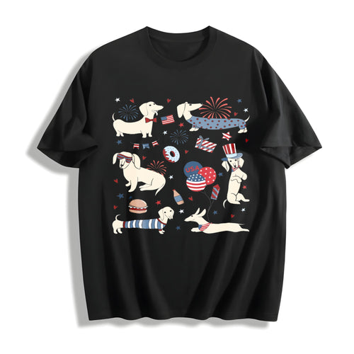 4th Of July Dachshund Doodle Cotton T-Shirt product image 1