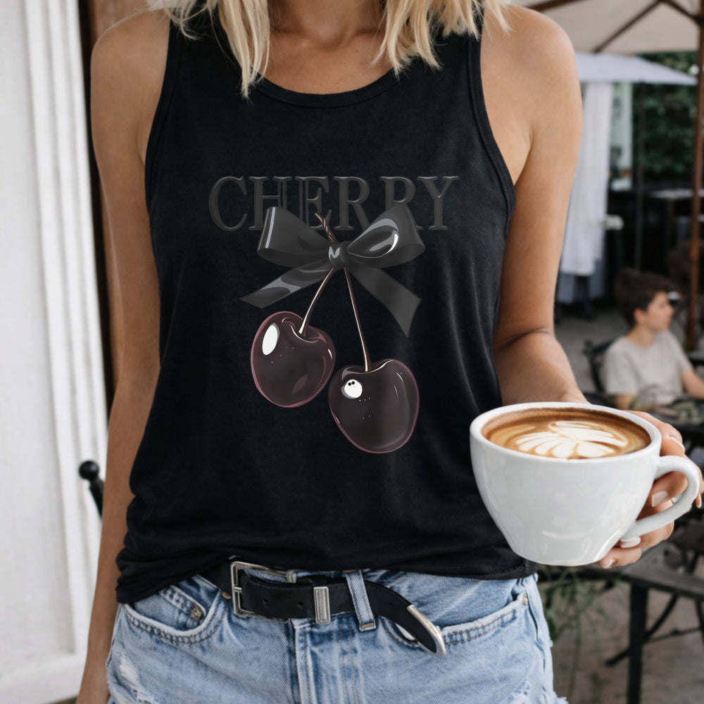Cherries with Black Bow Women's Tank Top
