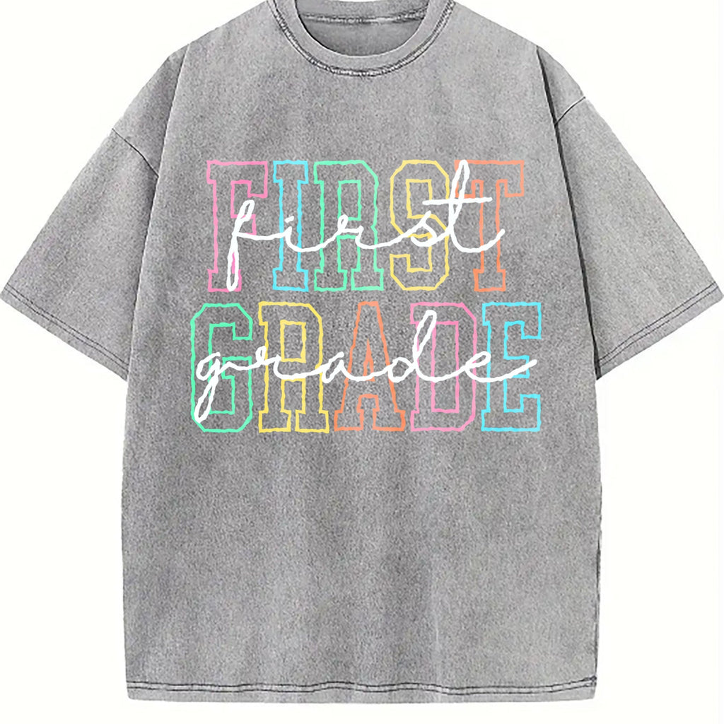 First Grade Teacher Vintage Washed T-Shirt product image 4