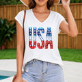 Patriotic USA Flag - Grey With Red Women's V-Neck Tank Top