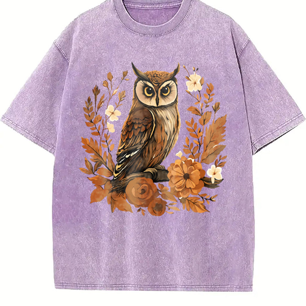 Summer Autumn Leaf Flower Owl One-piece Vintage Washed product image 6