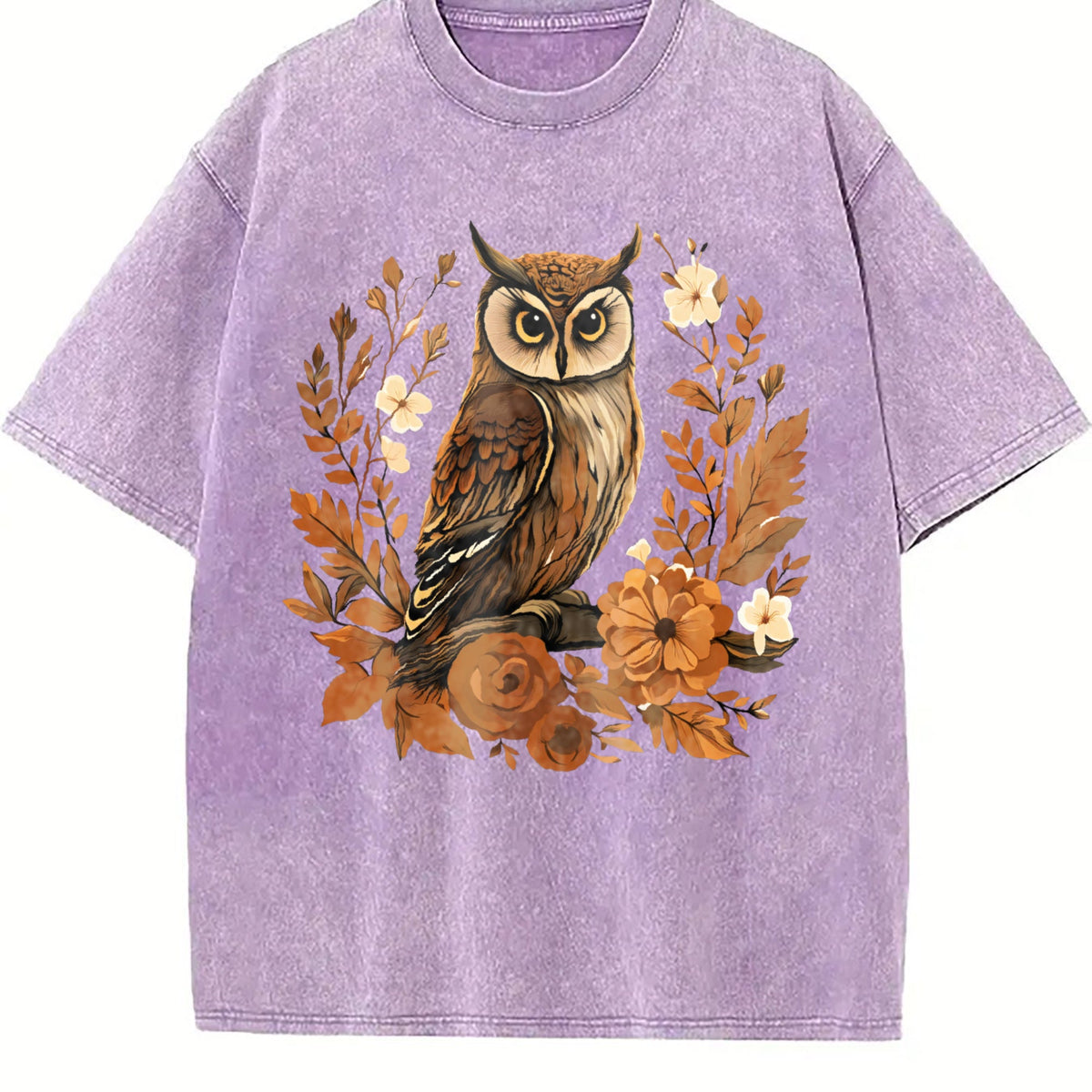 Summer Autumn Leaf Flower Owl One-piece Vintage Washed product image 6