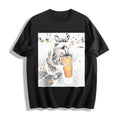 Funny Raccoon Drinking Iced Coffee Cotton T-Shirt product image 1