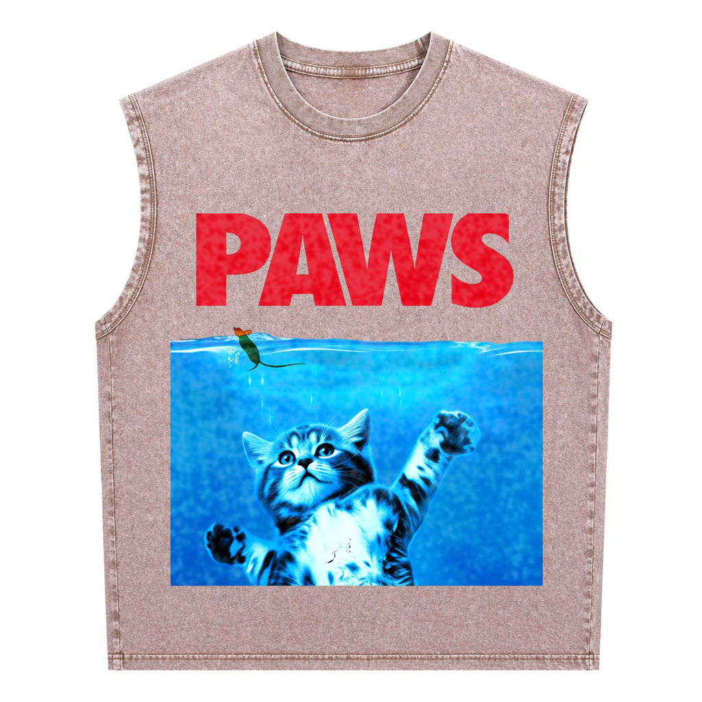 Xiongying Paws Cat And Mouse Men's Washed Tank Top