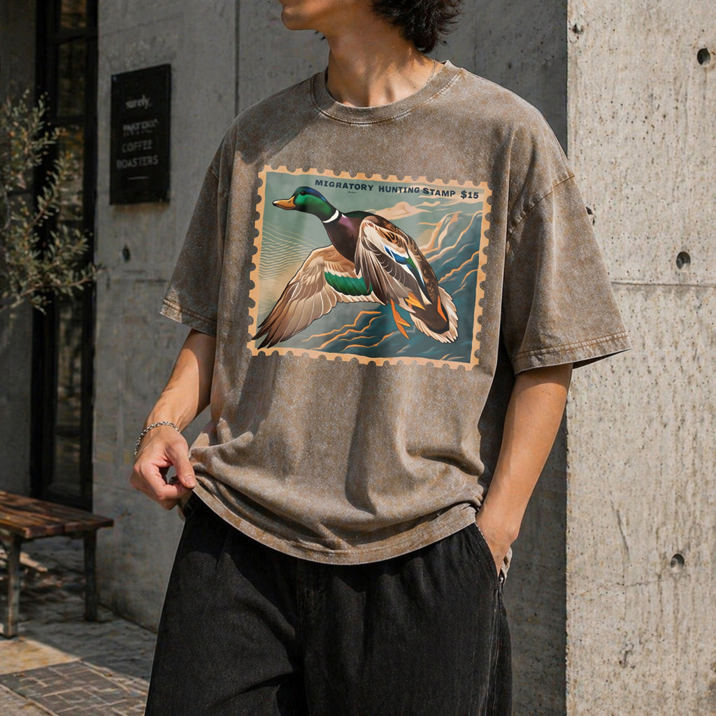Waterfowl Stamp Art Vintage Washed T-Shirt product image 3