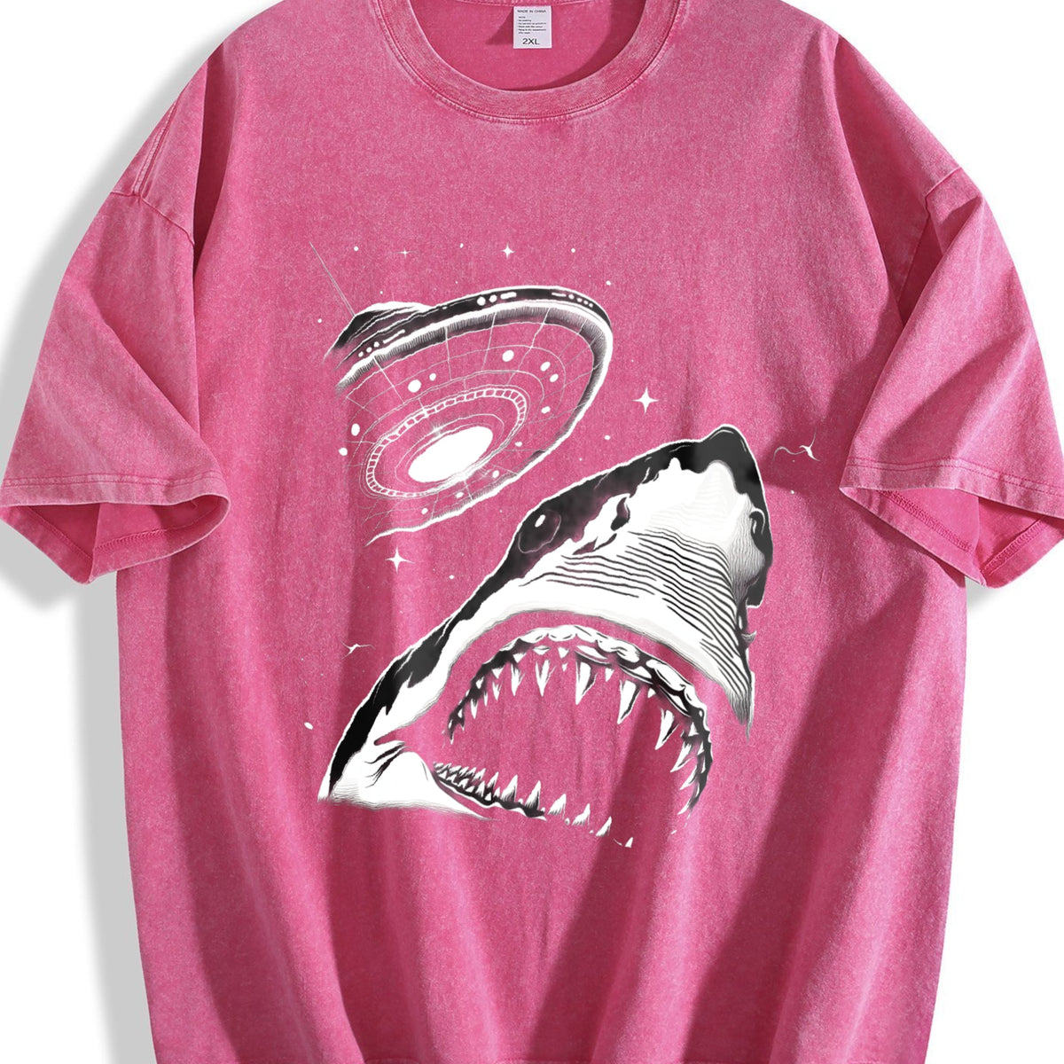 Shark Selfie With UFO 90s Vintage Washed T-Shirt product image 7