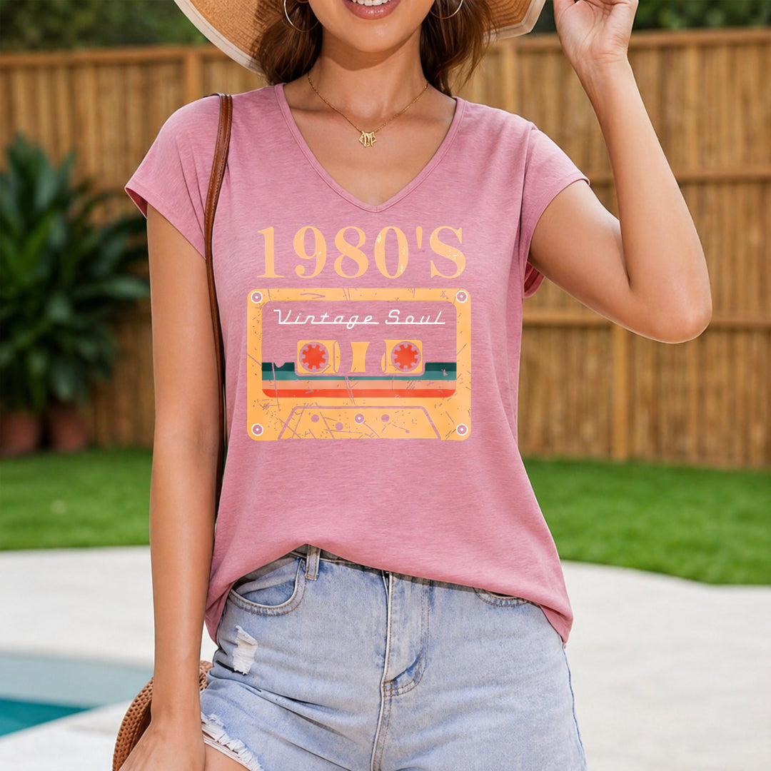 Illustration Of An Old-fashioned Cassette Tape Women's V-Neck Tank Top