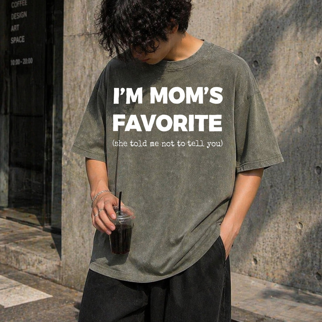 Funny Moms Favorite Son Daughter I'm Vintage Washed T-Shirt product image 4