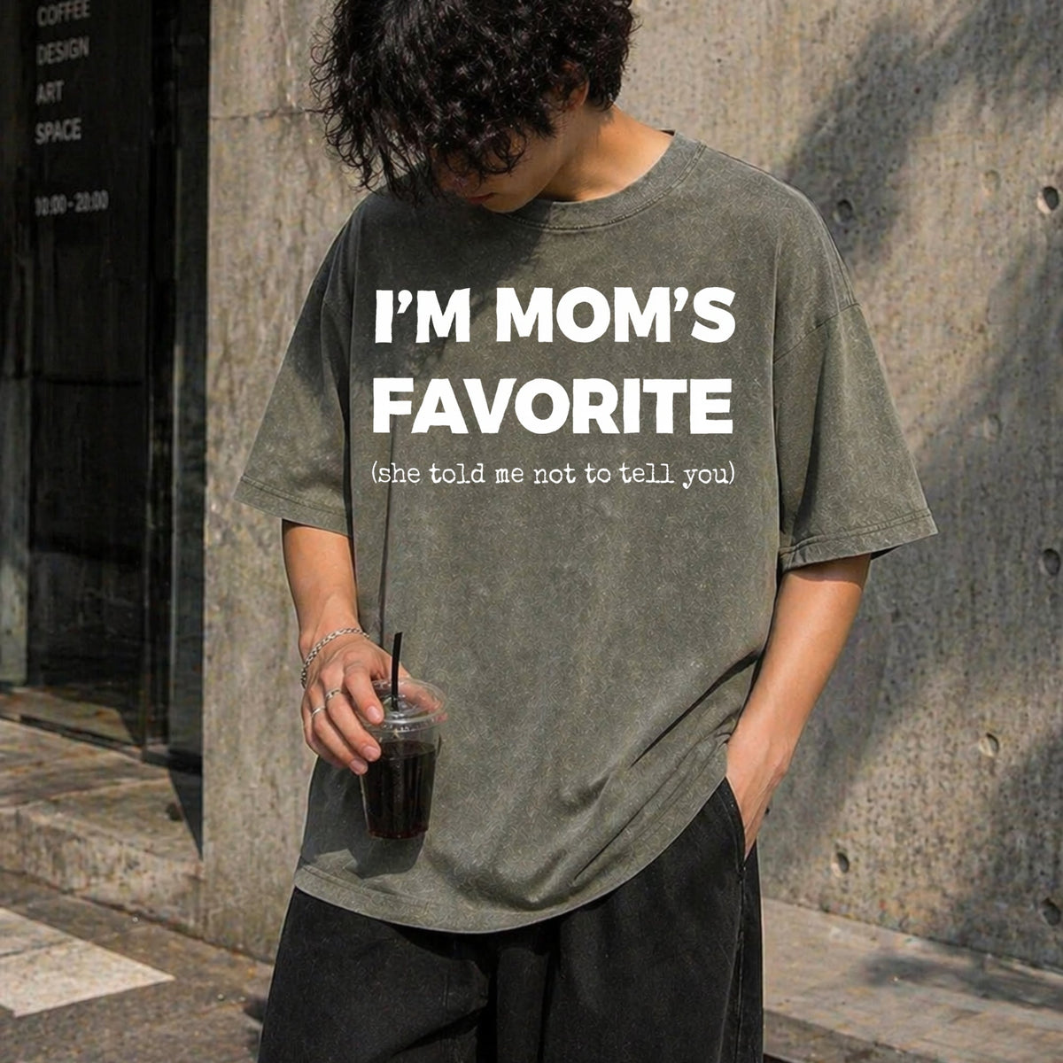Funny Moms Favorite Son Daughter I'm Vintage Washed T-Shirt product image 4