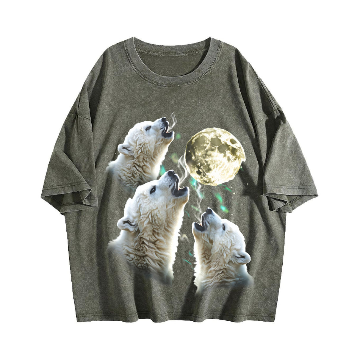 Baby Polar Bear Howling To Moon 90s Vintage Washed T-Shirt product image 4