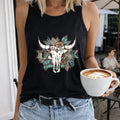 Western & Cartoon Cow Skull Women's Tank Top