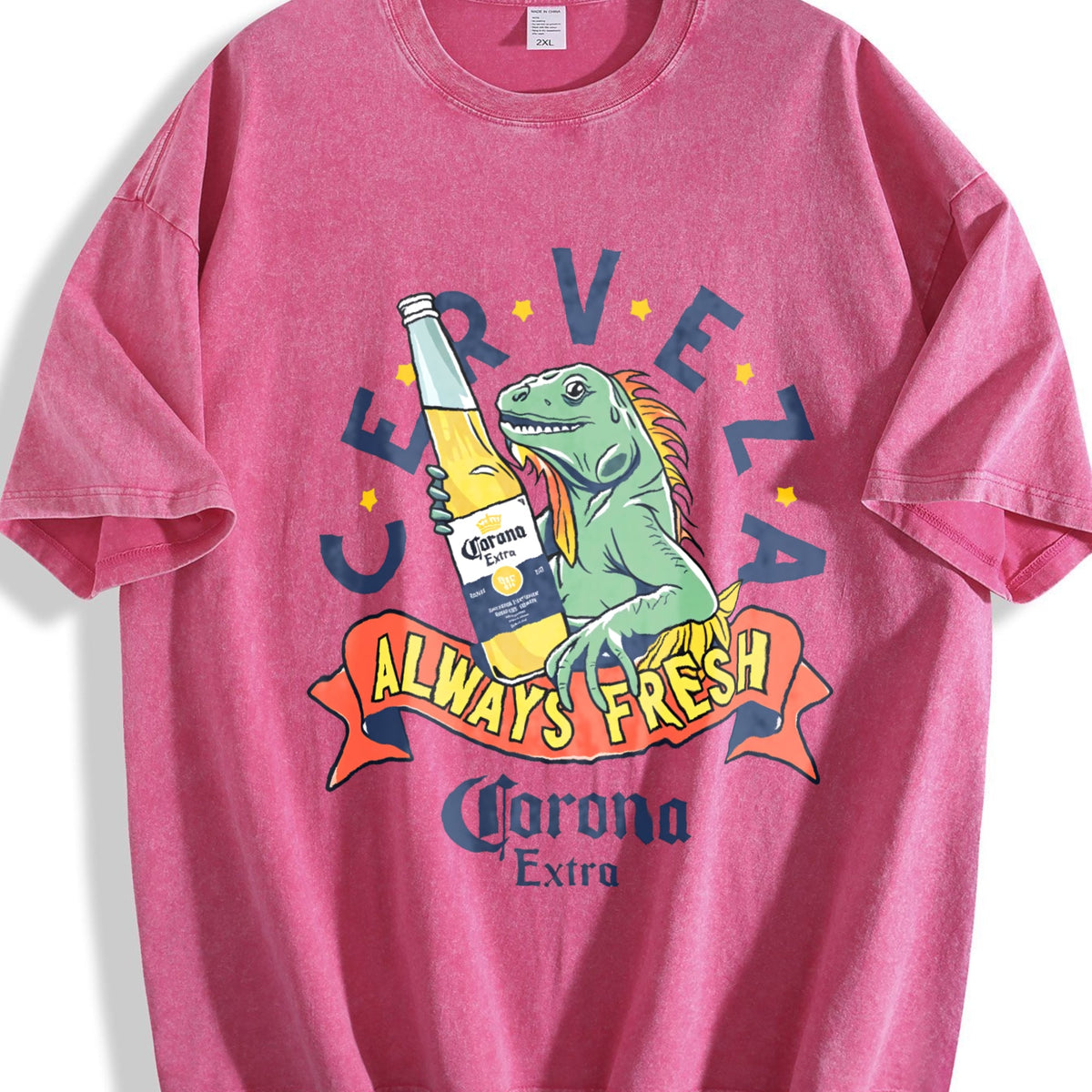 Lizard Holding A Beer Vintage Washed T-Shirt product image 5