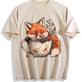 Winter : Little Fox Curled Up In A Floral Teacup Vintage product image 1