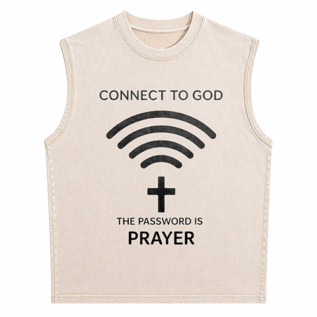 Connect To God The Password Ls Prayert- 100 Men's Washed Tank Top