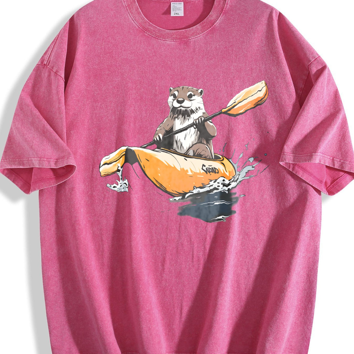 Black With Otter Kayaking Vintage Washed T-Shirt product image 7