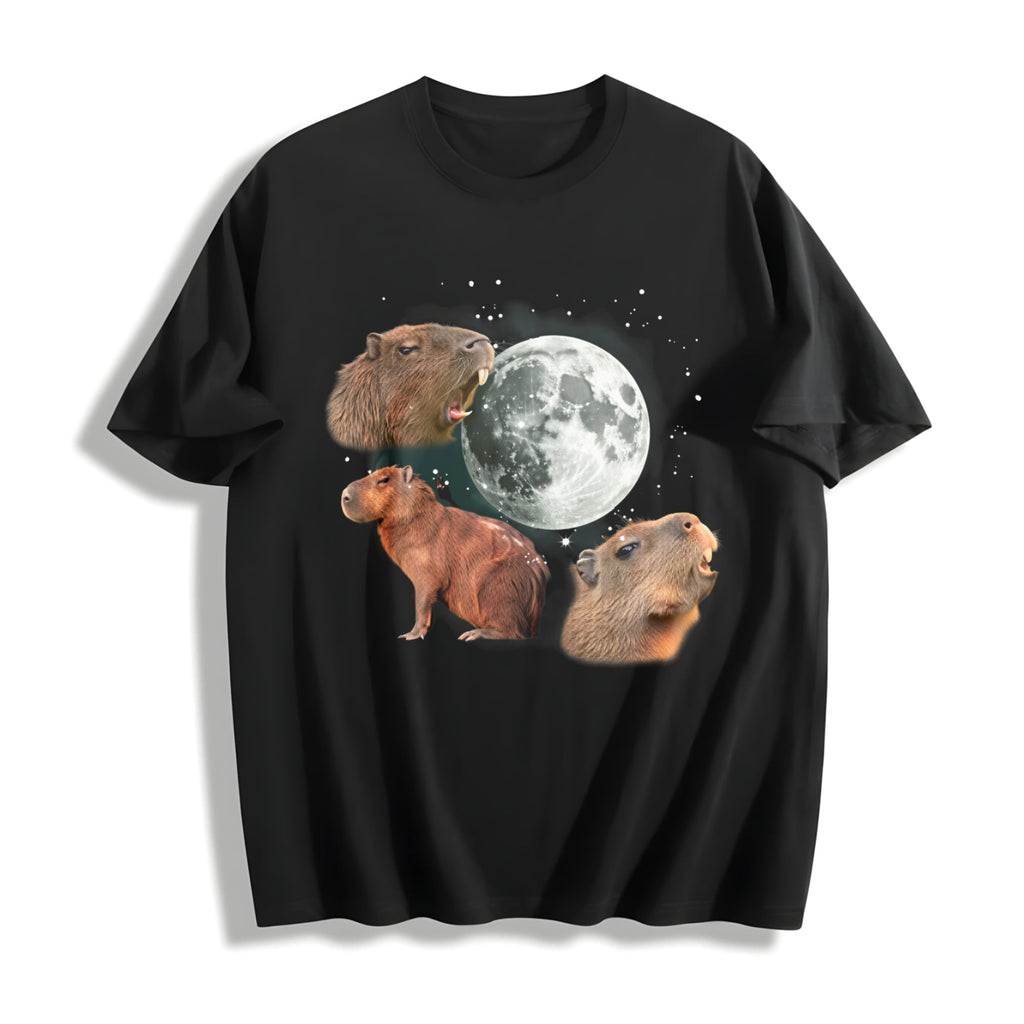 Capybara Moon Cotton T-Shirt product image 1